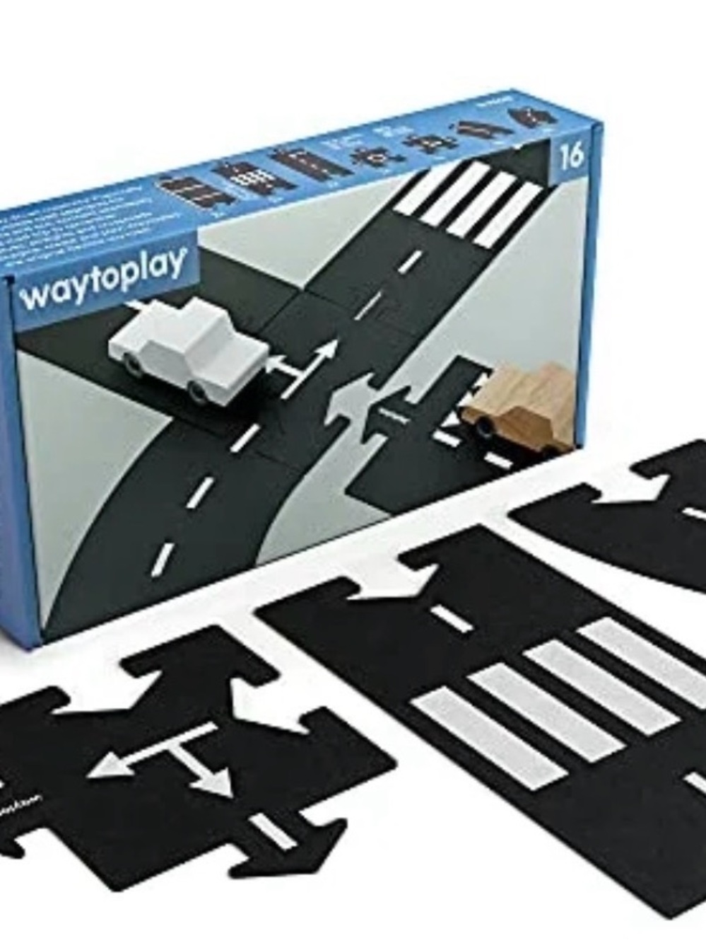 Way to Play Toy Road Track Pieces - Black and White Road Set